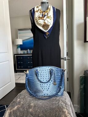 Brahmin large duxbury satchel  leather poolside ombré blue purse